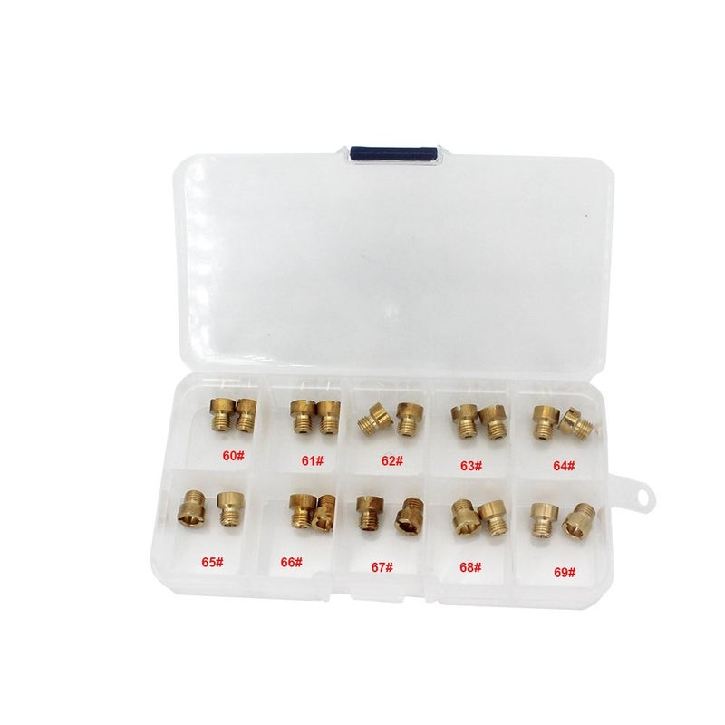 kipa مجموعة كيبّا 20 قطعة من طائرات الكربوريتر الرئيسية لنمط AED باري غرانت كويك فويل ديمون أفينجر كربوريتر 1/4"-32 UNF خيوط دقيقة موحدة 2 قطعة لكل من 60# 61# 62# 63# 64# 65# 66# 67# 68# 69# - Image 1